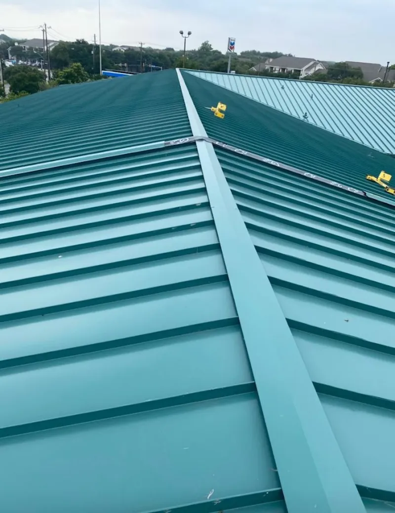 Green commercial metal roof ridge and valley for Metal Roof Repair in Wayne